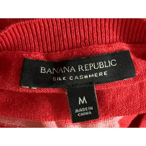 Banana Republic Silk Cashmere Striped Sweater Red & Pink Womens M - Picture 2 of 8